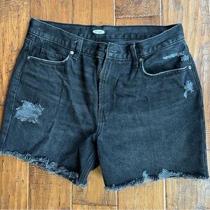 Old Navy Black Denim Frayed Distressed Shorts size 12